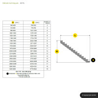 Außentreppe Astra mit Geländer:  Ø 4 mm Seil - beidseitig, 323 - 380cm (19 Stufen), Lärche (versiegelt), galvanisiert & schwarz pulverbeschichtet