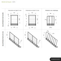 Außentreppe Astra mit Geländer:  Ø 4 mm Seil - beidseitig, 323 - 380cm (19 Stufen), Lärche (versiegelt), galvanisiert & schwarz pulverbeschichtet