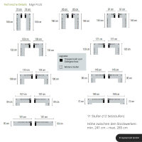 Raumspartreppe Edge PLUS - Grau, - 284cm (10 Stufen + Podest)